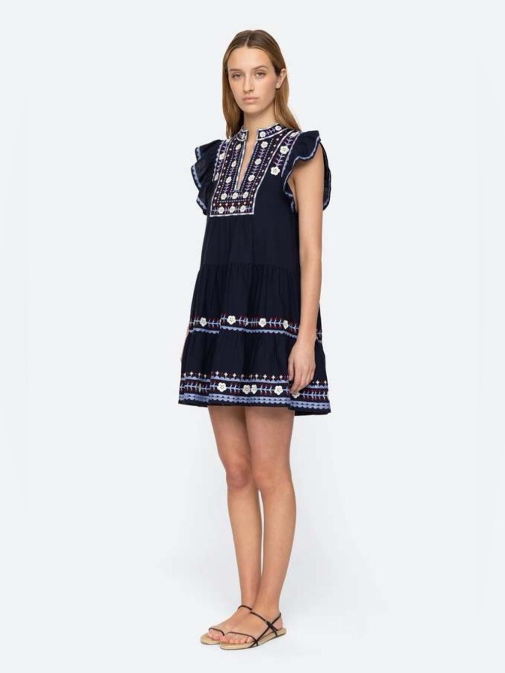 Sea New York Shaina Embroidered Tunic Dress in Navy, Size Small - Picture 4 of 11